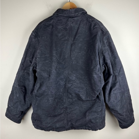 Carhartt | Canvas Duck Quilt Lined Chore Barn Work Coat Navy Fire Resistant | L - Picture 4 of 15